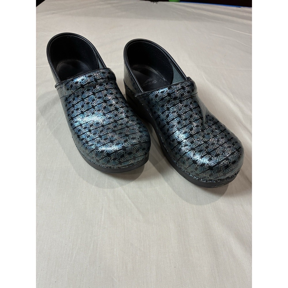 Dansko Women's Clogs Size 40  Black Geometric Leather Professional Shoes